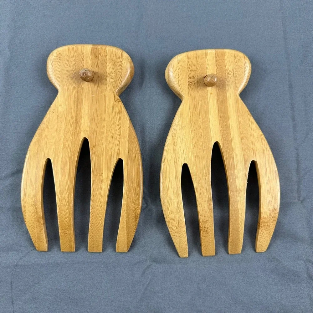 Olive Garden Salad Servers Tongs Set of 2 Natural Wood Kitchen Utensil